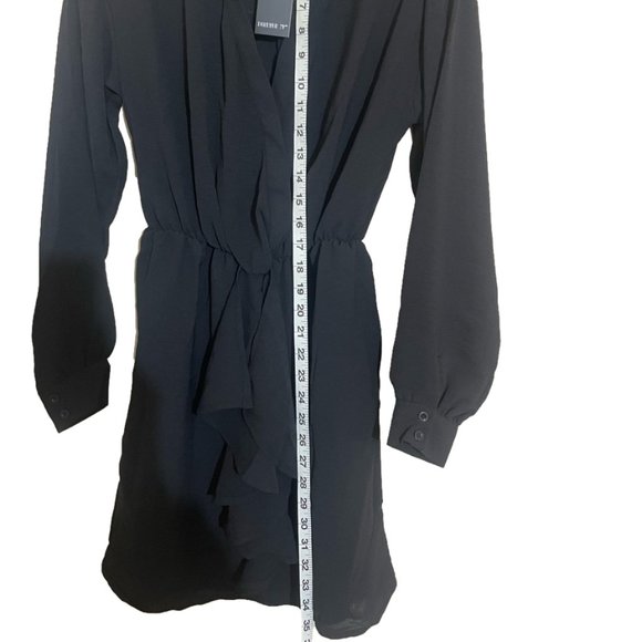 NWT Collared Shirt Mini Dress Size Small Black NWT - Picture 7 of 7